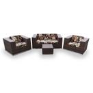 Conjunto de Sofá Fibra Sintética Quadrado - 1 Sofá 2L + 2 Poltronas + 1 Mesa Centro - Tecido Revieira Marrom