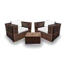 Conjunto de Sofá Fibra Sintética Quadrado - 2 Poltronas + 1 Mesa Centro - Tecido Duna Cru