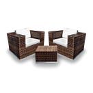 Conjunto de Sofá Fibra Sintética Quadrado - 2 Poltronas + 1 Mesa Centro - Tecido Duna Cru