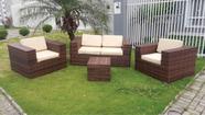 Conjunto de Sofá Fibra Sintética Quadrado Aço - 1 Sofá 2L + 2 Poltronas + 1 Mesa Centro - Tecido Duna Deserto Conjunto de Sofá Fibra Sintética Quadrado Aço - 1 Sofá 2L + 2 Poltronas + 1 Mesa Centro - Tecido Duna Deserto