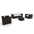 Conjunto de Sofá Fibra Sintética Tabaco Quadrado - 1 Sofá 3L + 2 Poltronas + 1 Mesa Centro - Tecido Duna Cru Conjunto de Sofá Fibra Sintética Tabaco Quadrado - 1 Sofá 3L + 2 Poltronas + 1 Mesa Centro - Tecido Duna Cru