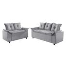 Conjunto de Sofá Liones com 2 e 3 Lugares Tecido Suede Cinza