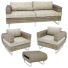 Conjunto de Sofá para Jardim Completo com Poltronas e Mesa Área Externa