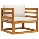 Conjunto de Sofá para Patio vidaXL de Madera Maciza de Acacia con Cojín Blanco