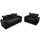 Conjunto de Sofá Porto com 2 e 3 Lugares Tecido Suede Felipe Estofados Cor Preto