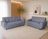 Conjunto de Sofás 3 e 2 Lugares Cristal Cinza