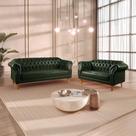 Conjunto de Sofás Chesterfield 5 Lugares material sintético Verde Duque 200cm Yescasa