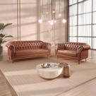 Conjunto de Sofás Chesterfield Duque Yescasa Marrom Caramelo Conjunto de Sofás Chesterfield Duque Yescasa Marrom Caramelo