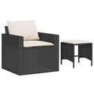 Conjunto de sofás de pátio vidaXL PE Rattan Outdoor Garden Preto de 4 peças