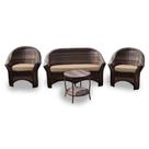 Conjunto de Sofás Fibra Sintética Berlim - 1 Sofá 2L + 2 Poltronas + 1 Mesa Centro - Tecido Duna Deserto
