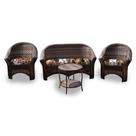 Conjunto de Sofás Fibra Sintética Berlim - 1 Sofá 2L + 2 Poltronas + 1 Mesa Centro - Tecido Revieira Marrom
