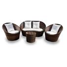 Conjunto de Sofás Fibra Sintética Buenos Aires - 1 Sofá 2 L + 2 Poltronas + 1 Mesa Centro - Tecido Duna Cru