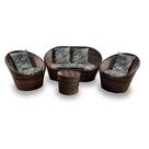 Conjunto de Sofás Fibra Sintética Buenos Aires - 1 Sofá 2 L + 2 Poltronas + 1 Mesa Centro - Tecido Palmares Petróleo