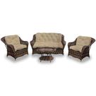 Conjunto de Sofás Fibra Sintética Nairóbi - 1 Sofá 2 L + 2 Poltronas + 1 Mesa Centro - Tecido Duna Deserto