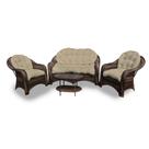 Conjunto de Sofás Fibra Sintética Roma - 1 Sofá 2L + 2 Poltronas + 1 Mesa Centro - Tecido Duna Deserto