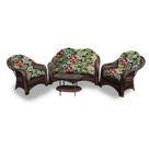 Conjunto de Sofás Fibra Sintética Roma - 1 Sofá 2L + 2 Poltronas + 1 Mesa Centro - Tecido Saquarema