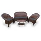 Conjunto de Sofás Fibra Sintética Tóquio - 1 Sofá 2L + 2 Poltronas + 1 Mesa Centro - Tecido Duna Preto