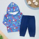 Conjunto de Soft com Blusa e Calça Dino em Tons Azuis