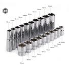 Conjunto De Soquetes Longos De 3/8 Polegadas CRV 10-19mm Com Adaptador Para Chave De Torque E