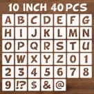 Conjunto de Stencils BAMIDELE 40 Peças Letras e Números 10"