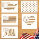 Conjunto de Stencils Fampery 5 Peças Bandeira Americana Reutilizáveis Conjunto de Stencils Fampery 5 Peças Bandeira Americana Reutilizáveis