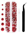 Conjunto de strass GAVIYE 3792 peças com encosto plano vermelho para unhas, arte e artesanato