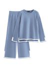 Conjunto de Suéter de Punto Azul de 2 Piezas para Mujer PRETTYGARDEN Talla S