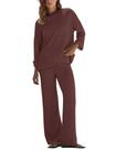 Conjunto de suéter feminino IQSQSQ, manga comprida, camisa de malha, calças largas