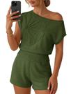 Conjunto de suéter feminino Saodimallsu com 2 peças, floral sem ombro
