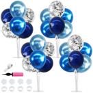 Conjunto de suporte para balões TONIFUL Metallic Blue Silver com bomba e 32 balões