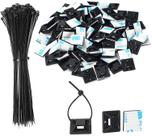 Conjunto de suportes autoadesivos Cable Tie Zip SeuyeugX Black 100