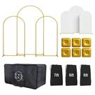 Conjunto de suportes Backdrop Arch GravityGoods com capas brancas de 3 arcos