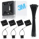 Conjunto de suportes de zíper para cabos, 400 unidades com 6 laços de zíper - preto Conjunto de suportes de zíper para cabos, 400 unidades com 6 laços de zíper - preto