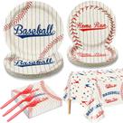Conjunto de suprimentos de festa com tema de beisebol para 20 convidados com toalha de mesa Conjunto de suprimentos de festa com tema de beisebol para 20 convidados com toalha de mesa