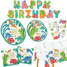 Conjunto de suprimentos de festa Gatherfun Dinosaur Birthday para 25 convidados