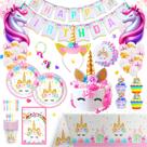 Conjunto de suprimentos para festas, decorações de aniversário de unicórnio para meninas Conjunto de suprimentos para festas, decorações de aniversário de unicórnio para meninas