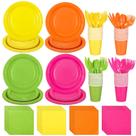 Conjunto de suprimentos para festas Durony Neon, pratos de papel, 350 unidades, 50 convidados