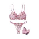 Conjunto De Sutiã Com Arame E Bordado Floral Em Tule, Lingerie Transparente Sexy Para Encontros,