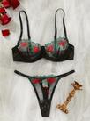Conjunto De Sutiã Com Bordado Floral E Tule Transparente, Lingerie Sexy Para Encontros, Festas E