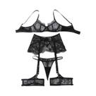 Conjunto De Sutiã E Calcinha De Renda Com Barbatanas, Modelador Corporal, Lingerie Sexy Com Design