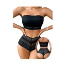 Conjunto De Sutiã E Calcinha Feminino De 2 Peças, Sem Alças, Com Renda Azul, Para Festa Na Praia,