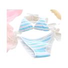 Conjunto de Sutiã e Calcinha Listrado Azul e Branco - Renda de Algodão - Sexy e Kawaii