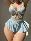 Conjunto De Sutiã E Calcinha Transparente De Renda Sexy, Lingerie Exótica De Luxo Para Mulheres