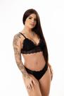 Conjunto de Sutiã Sem Bojo e Calcinha Renda Transparente Sexy Lingerie Sensual