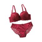 Conjunto De Sutiã Sexy Em Renda Para Mulheres, 2 Peças, Lingerie Com Efeito De Levantar E Apertar