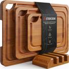 Conjunto de Tábuas de Corte Astercook em Bambu com Suporte e Canaletas para Suco Conjunto de Tábuas de Corte Astercook em Bambu com Suporte e Canaletas para Suco
