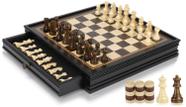 Conjunto de tabuleiro de damas de xadrez Peradix Magnetic com gavetas de armazenamento