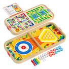 Conjunto de tabuleiro multijogo, brinquedo familiar de madeira de dupla face