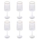 Conjunto De Taças De Cristal Martelado Com Fio De Ouro Para Vinho 6 Peças 600 Ml Petra Lyor