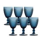 Conjunto de Taças de Vidro Azul Bico de Jaca para Água 260ml (6pç)